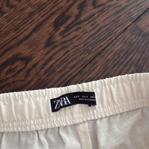 Zara cream linen drawstring pant - Picture 2 of 3